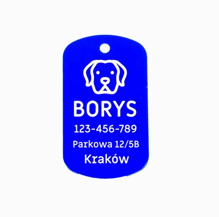 Identyfikator Adresówka Nieśmiertelnik dla psa niebieski