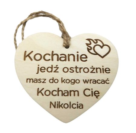Zawieszka do samochodu do auta serce na prezent Grawer
