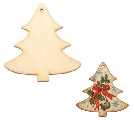 Choinka ze sklejki 8 cm – zawieszka świąteczna do ozdabiania, decoupage i DIY