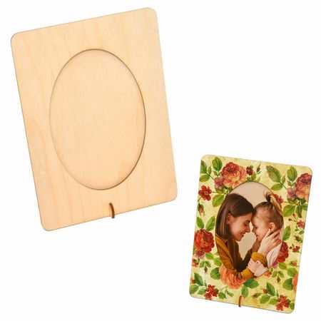 Drewniana ramka ze sklejki na zdjęcie owal