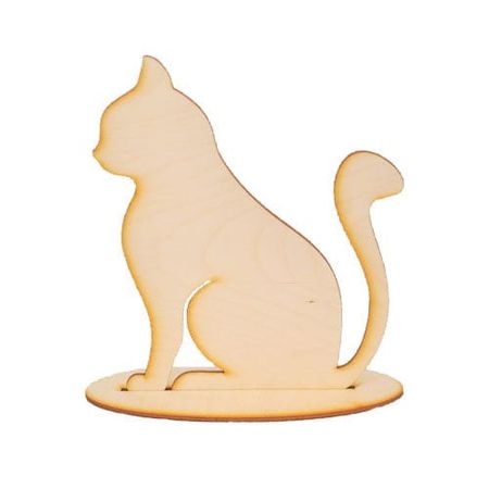 Drewniany Kot kotek na podstawce 20cm
