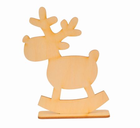 Reniferek drewniany renifer na podstawce 15cm