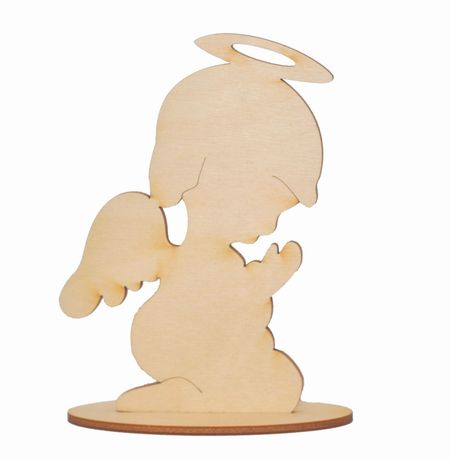 Aniołek anioł ze sklejki na podstawce 12cm