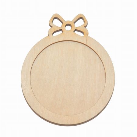 Bombka kokardka z ramką ze sklejki 12x10cm