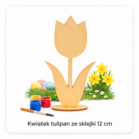 Tulipan Kwiatek ze sklejki na Dzień Matki 12cm