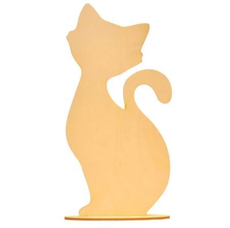 Kot drewniany na podstawce ze sklejki 25cm