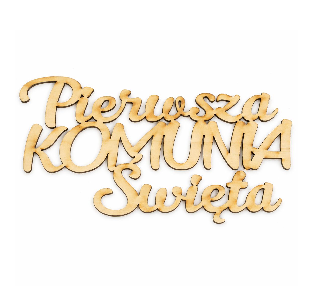 Napis ze sklejki Pierwsza Komunia Święta 12 cm